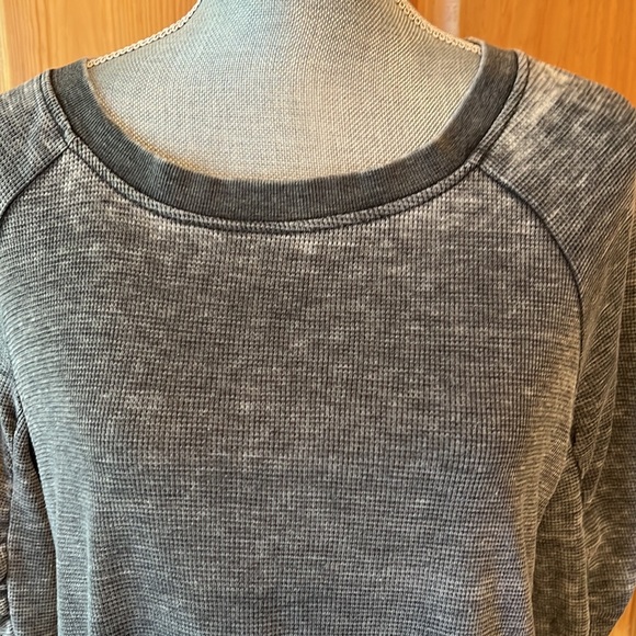 Jane & Delaney Gray Waffle Raglan Long Sleeve T-Shirt M - Picture 3 of 4